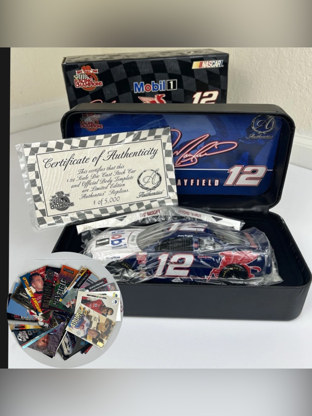 Racing Champions Jeremy Mayfield #12 Mobil 1 1:24 Die Cast NASCAR NEW W/ Cards